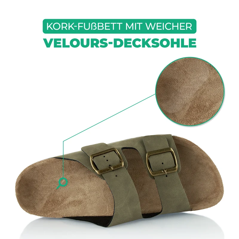 Pantoletten mit Kork-Fußbett