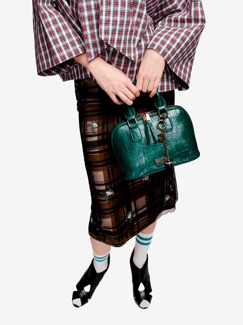Borsa bauletto Kamilla verde in pelle sintetica