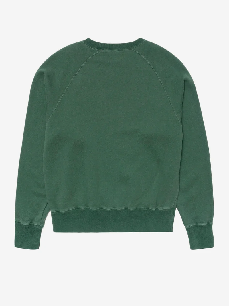 Felpa girocollo verde con maniche raglan