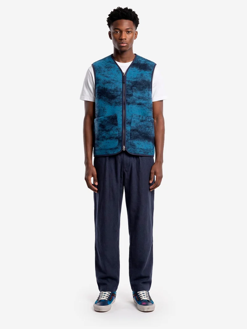 Pantaloni Comfort Moleskin blu con pinces