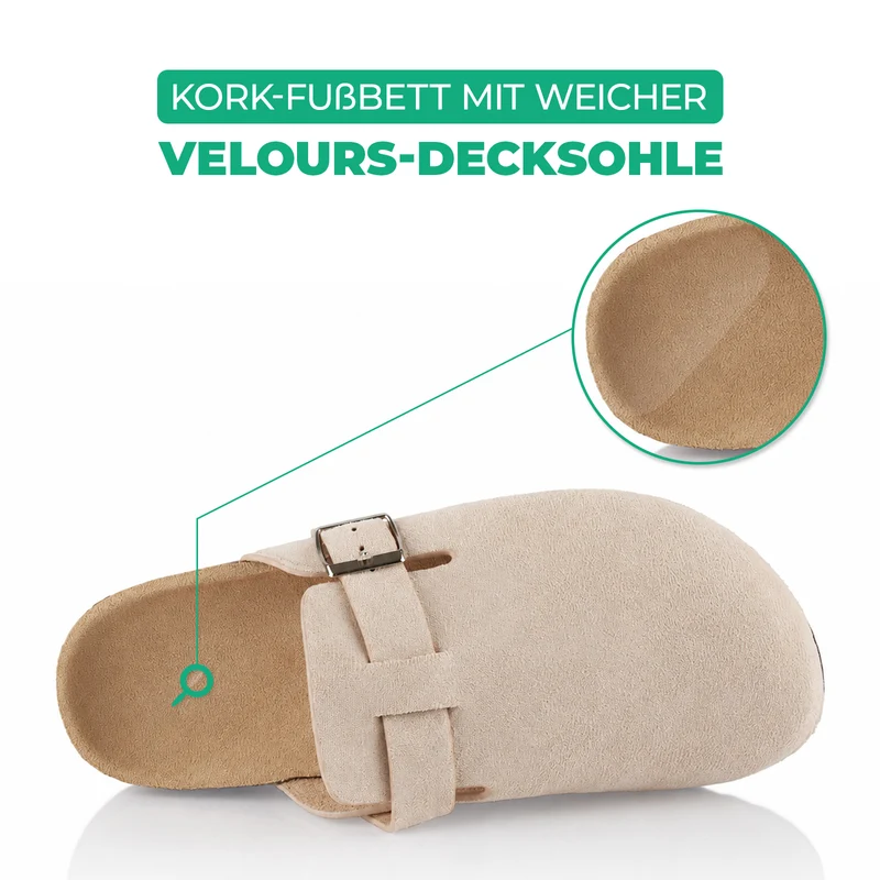 Pantoffeln mit Kork-Fußbett