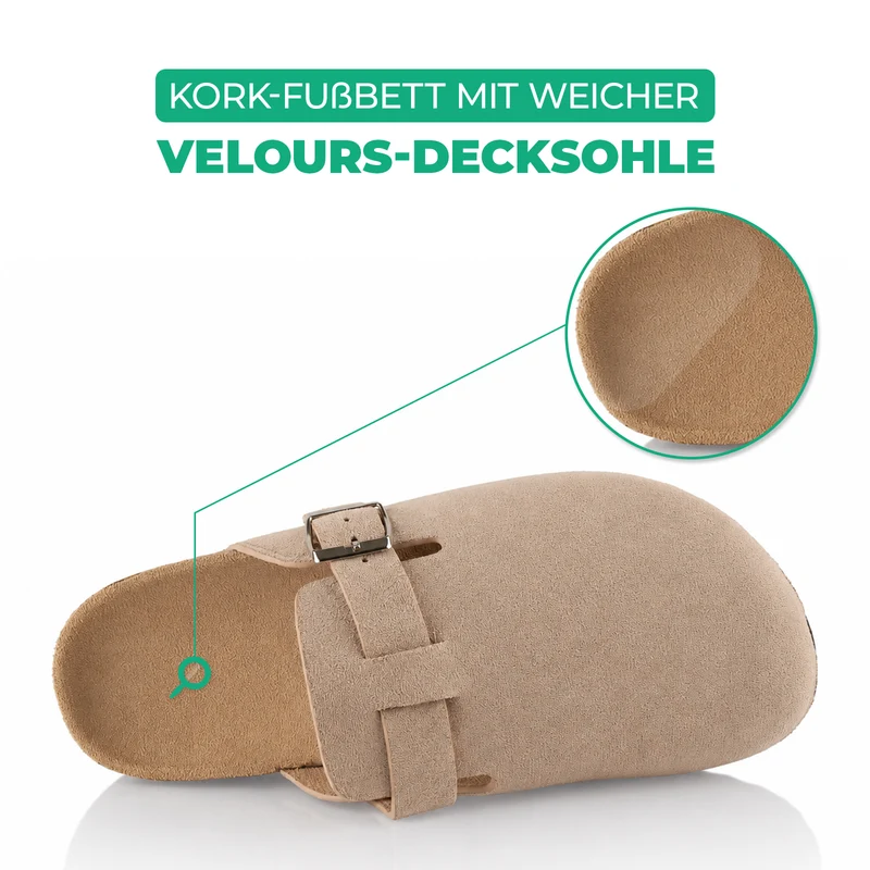 Pantoffeln mit Kork-Fußbett