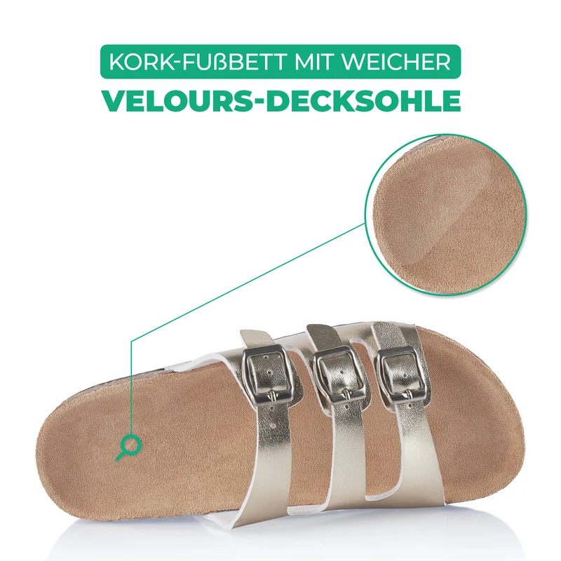 Pantoletten mit Kork-Fußbett