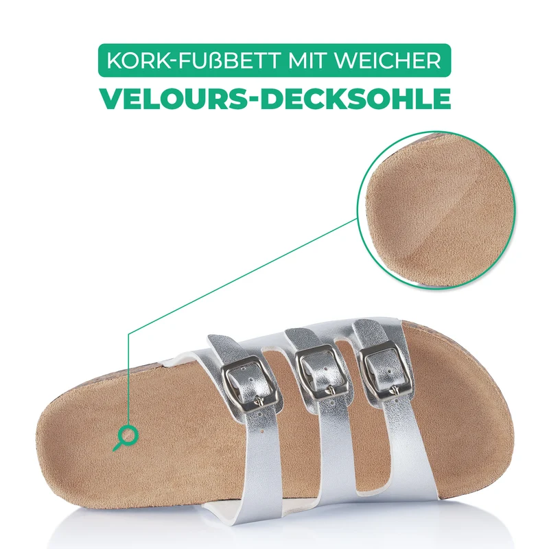 Pantoletten mit Kork-Fußbett