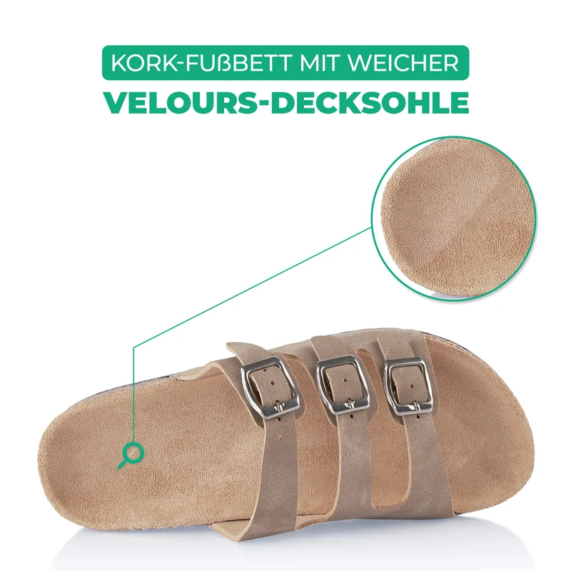 Pantoletten mit Kork-Fußbett