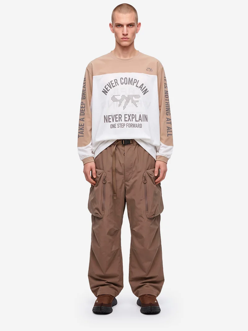 T-shirt BMX a maniche lunghe bianca e beige