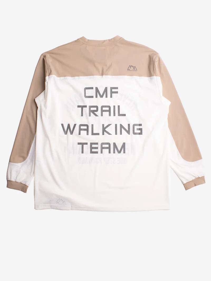 T-shirt BMX a maniche lunghe bianca e beige