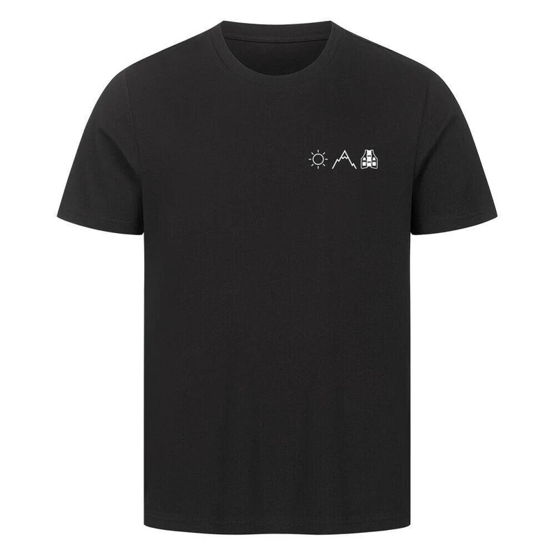 Outlet: Sonne Berge Laufweste - Bio Premium Shirt, Gr. S, schwarz