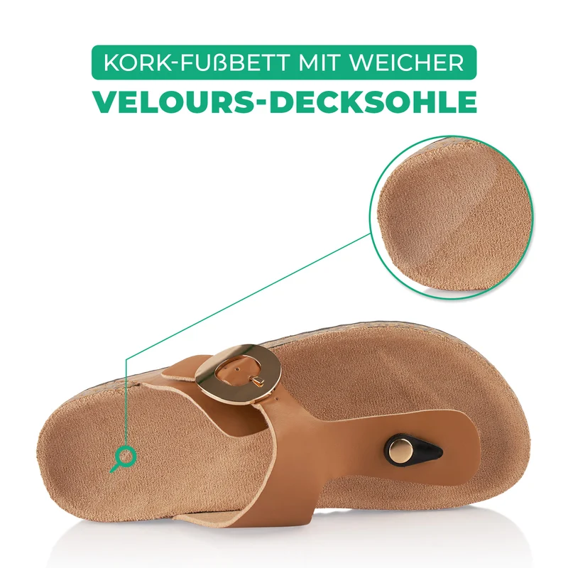 Zehentrenner mit Kork-Fußbett