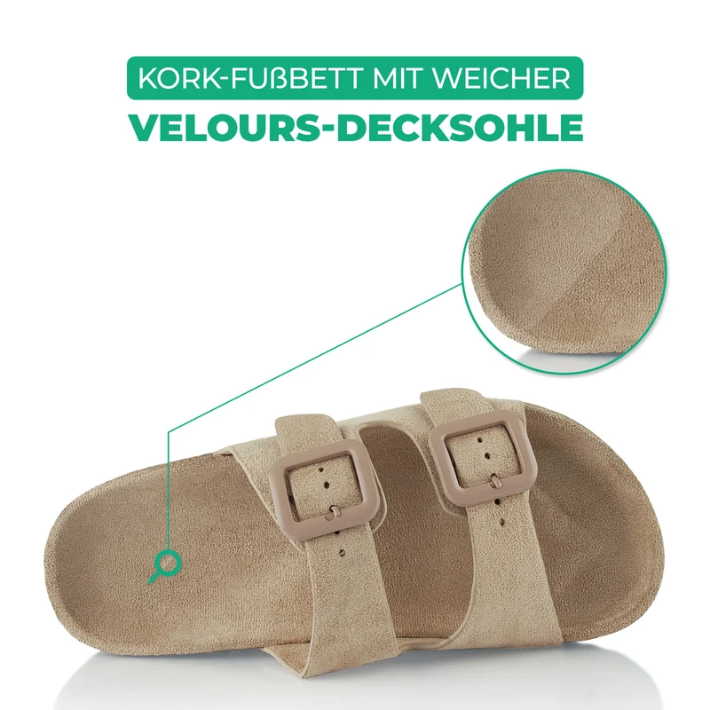 Pantoletten mit Kork-Fußbett