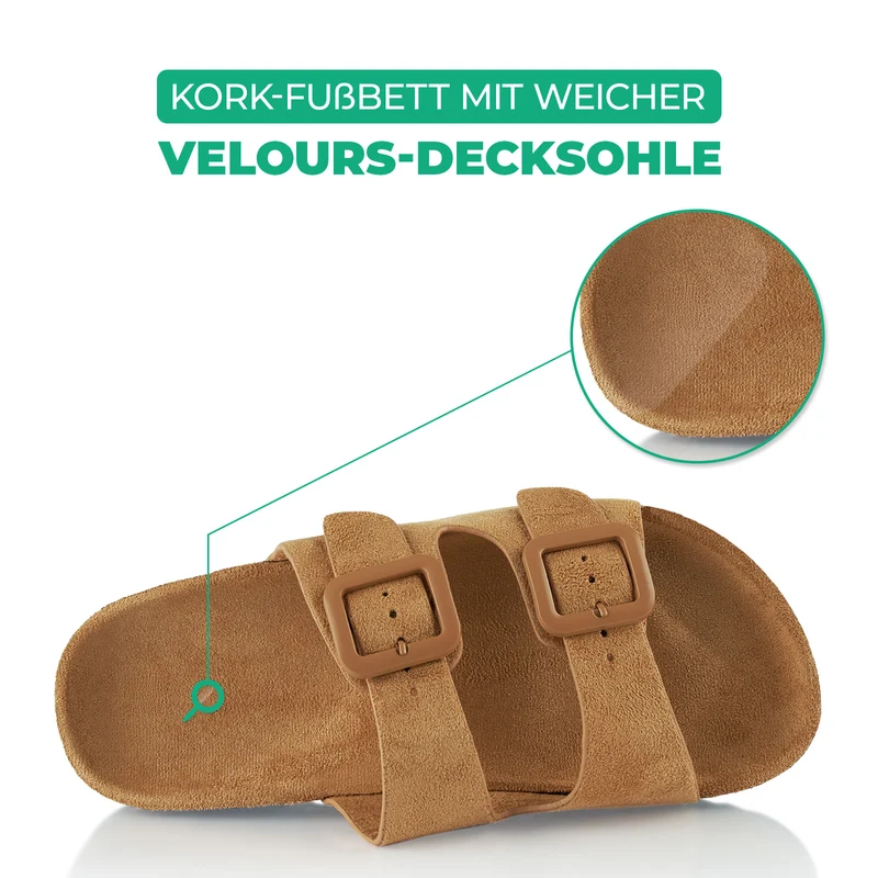 Pantoletten mit Kork-Fußbett