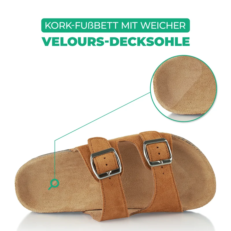 Pantoletten mit Kork-Fußbett