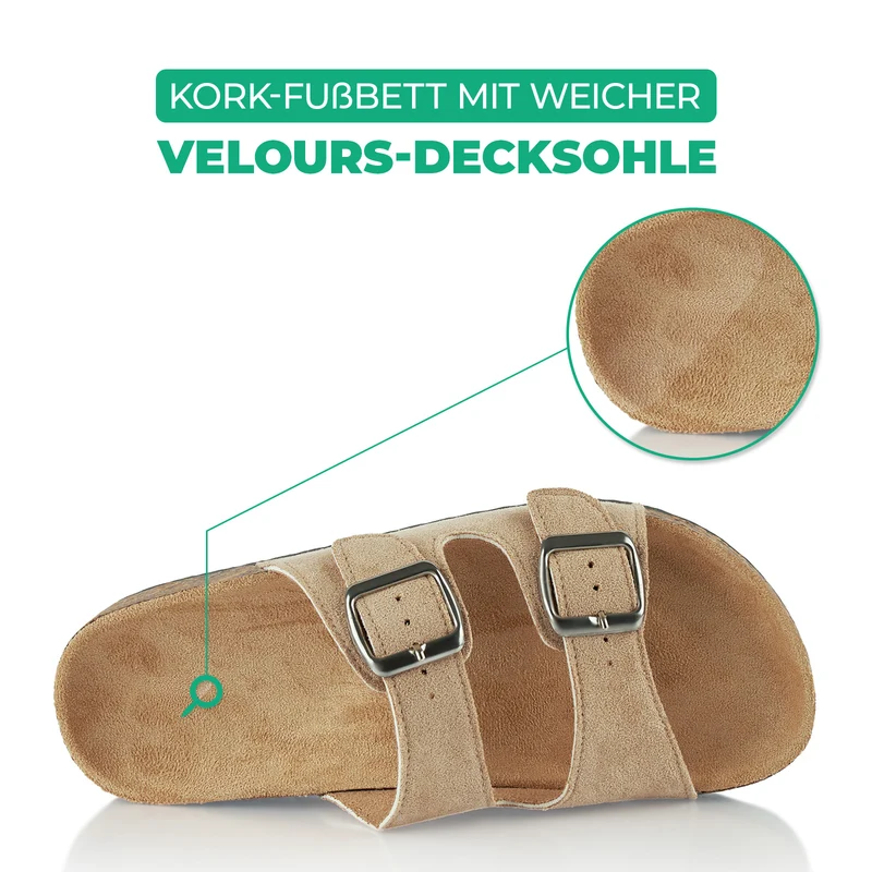 Pantoletten mit Kork-Fußbett