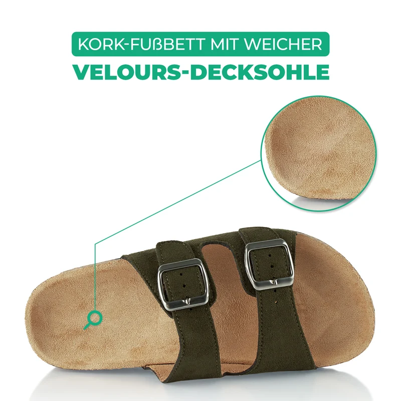 Pantoletten mit Kork-Fußbett