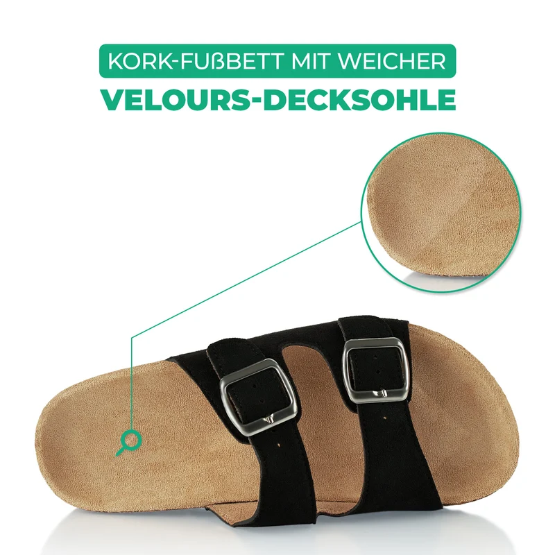 Pantoletten mit Kork-Fußbett