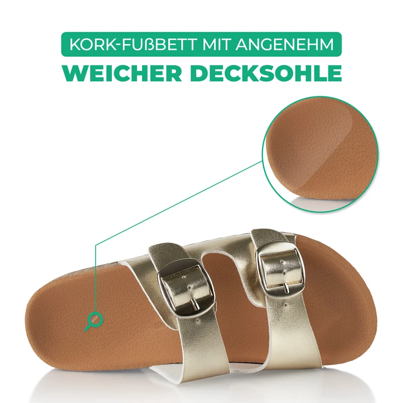Pantoletten mit Kork-Fußbett