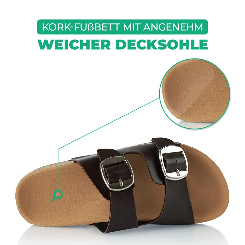 Pantoletten mit Kork-Fußbett
