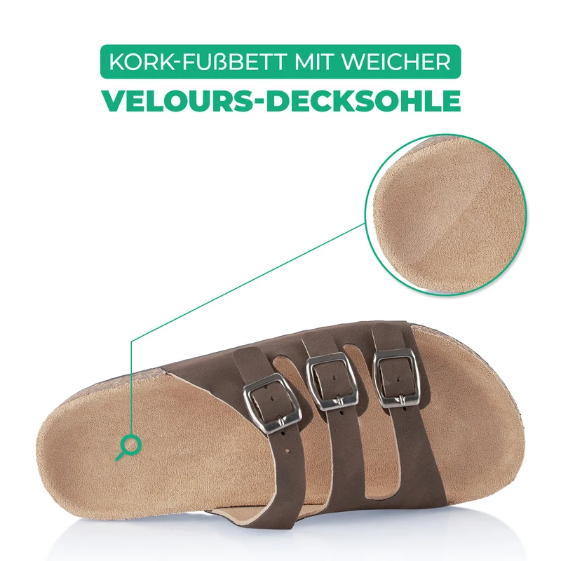 Pantoletten mit Kork-Fußbett