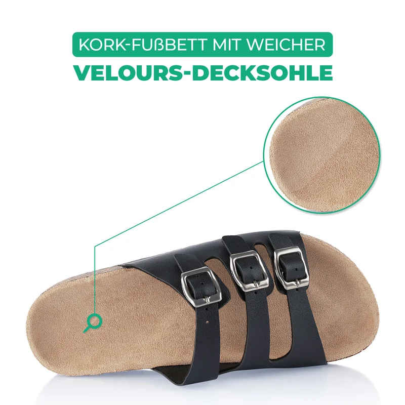 Pantoletten mit Kork-Fußbett