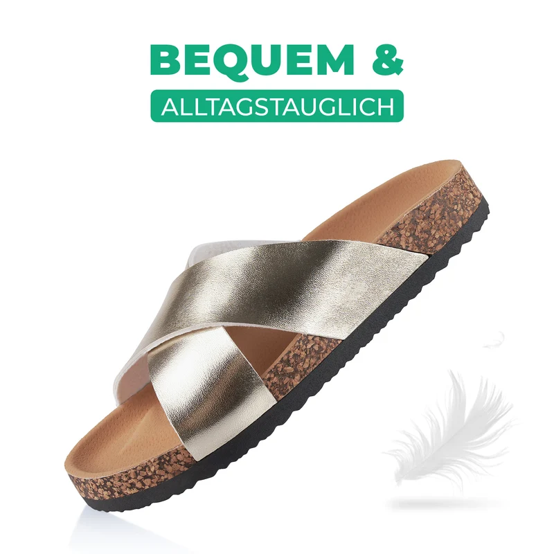 Pantoletten mit Kork-Fußbett