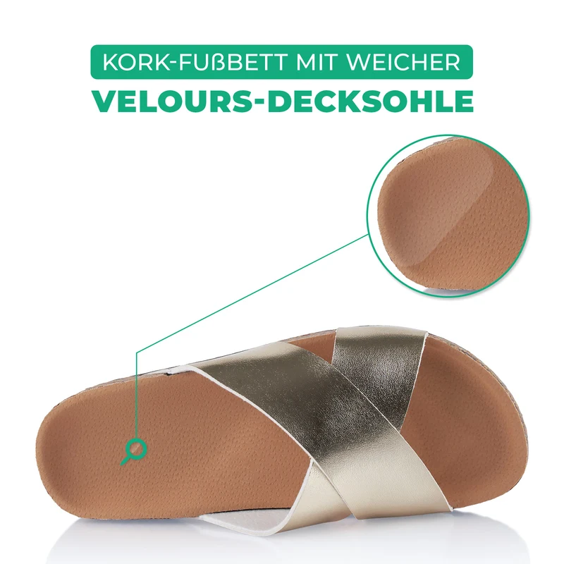 Pantoletten mit Kork-Fußbett