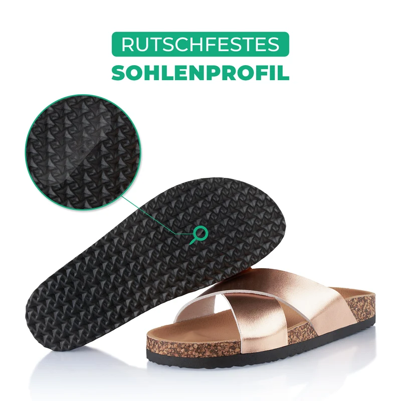 Pantoletten mit Kork-Fußbett