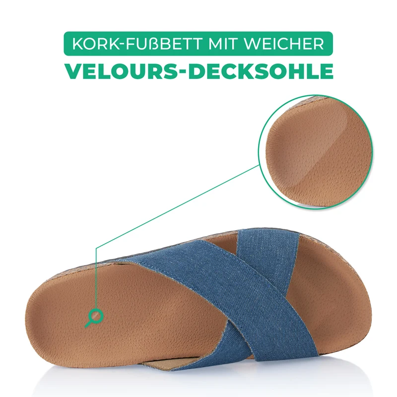 Pantoletten mit Kork-Fußbett