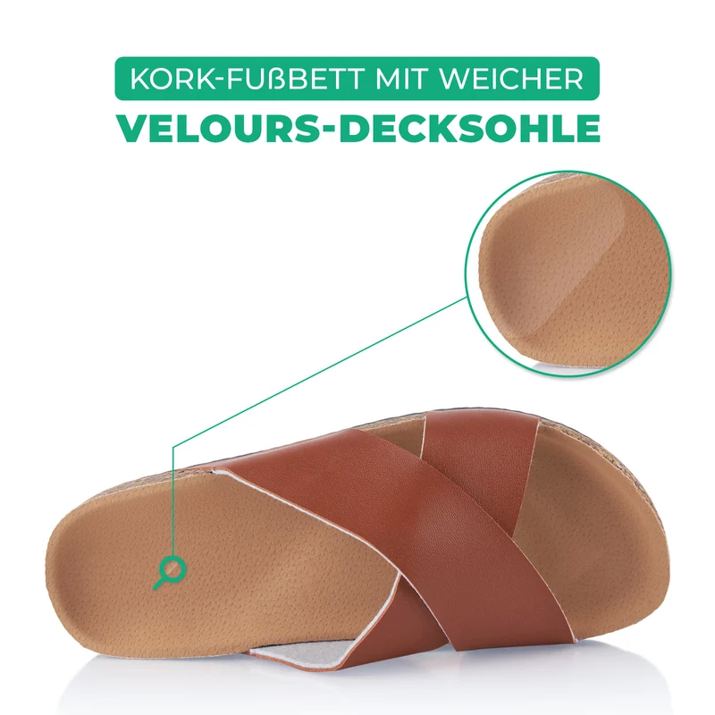 Pantoletten mit Kork-Fußbett