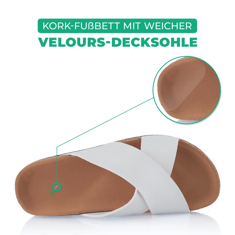 Pantoletten mit Kork-Fußbett