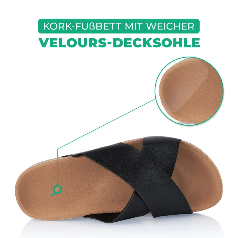 Pantoletten mit Kork-Fußbett