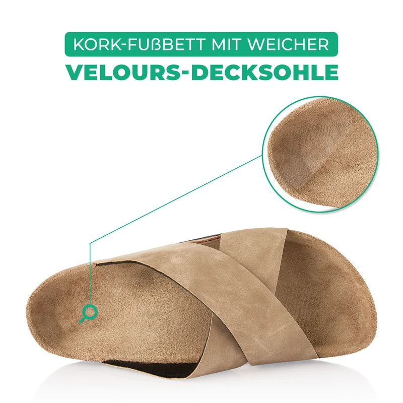 Pantoletten mit Kork-Fußbett