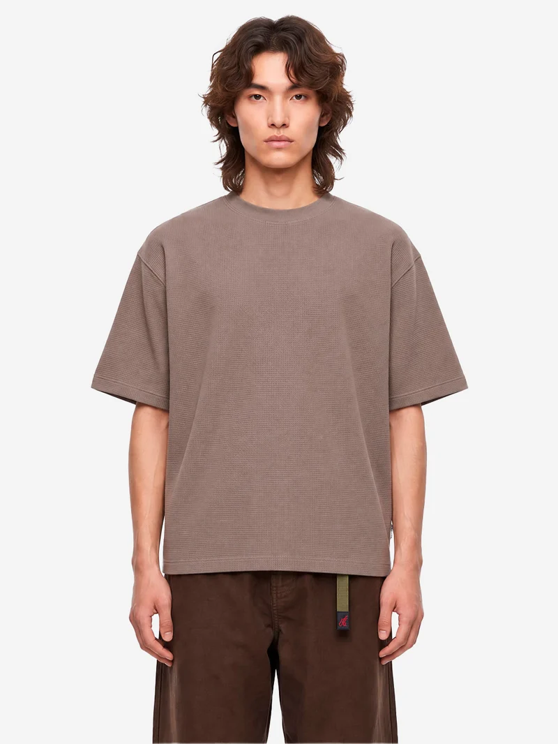 T-shirt Waffle Oversize in cotone khaki