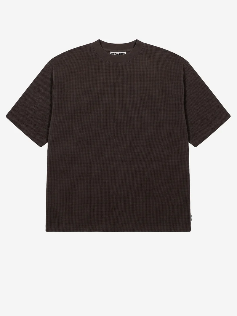 T-shirt Waffle Oversize in cotone marrone