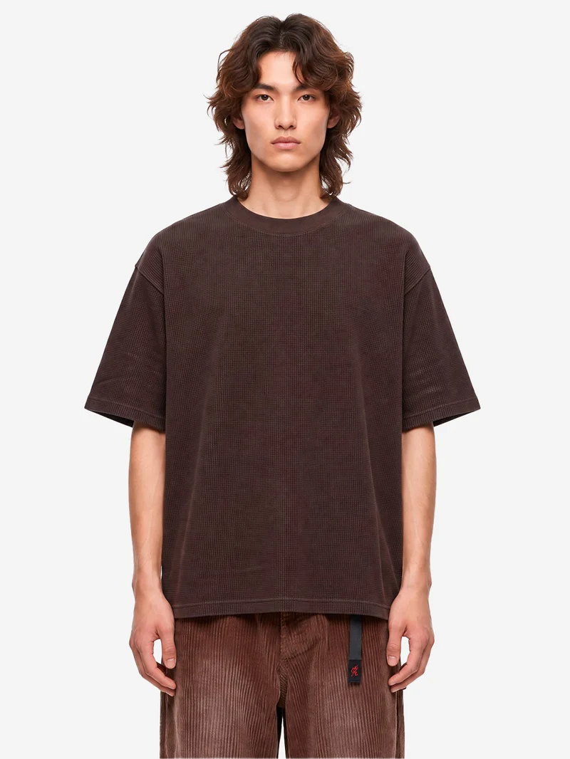 T-shirt Waffle Oversize in cotone marrone
