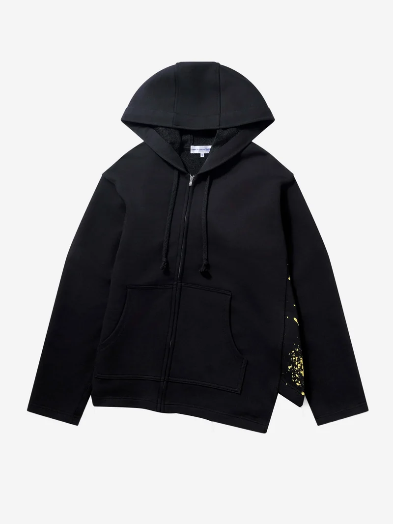 Felpa con cappuccio asimmetrica nera con zip