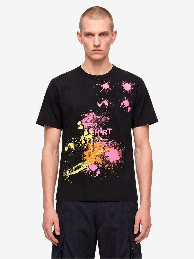 T-shirt Paint splatter nera