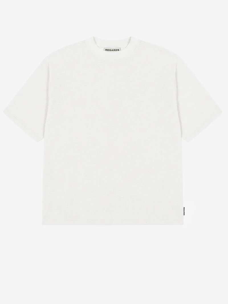 T-shirt Waffle Oversize in cotone bianca