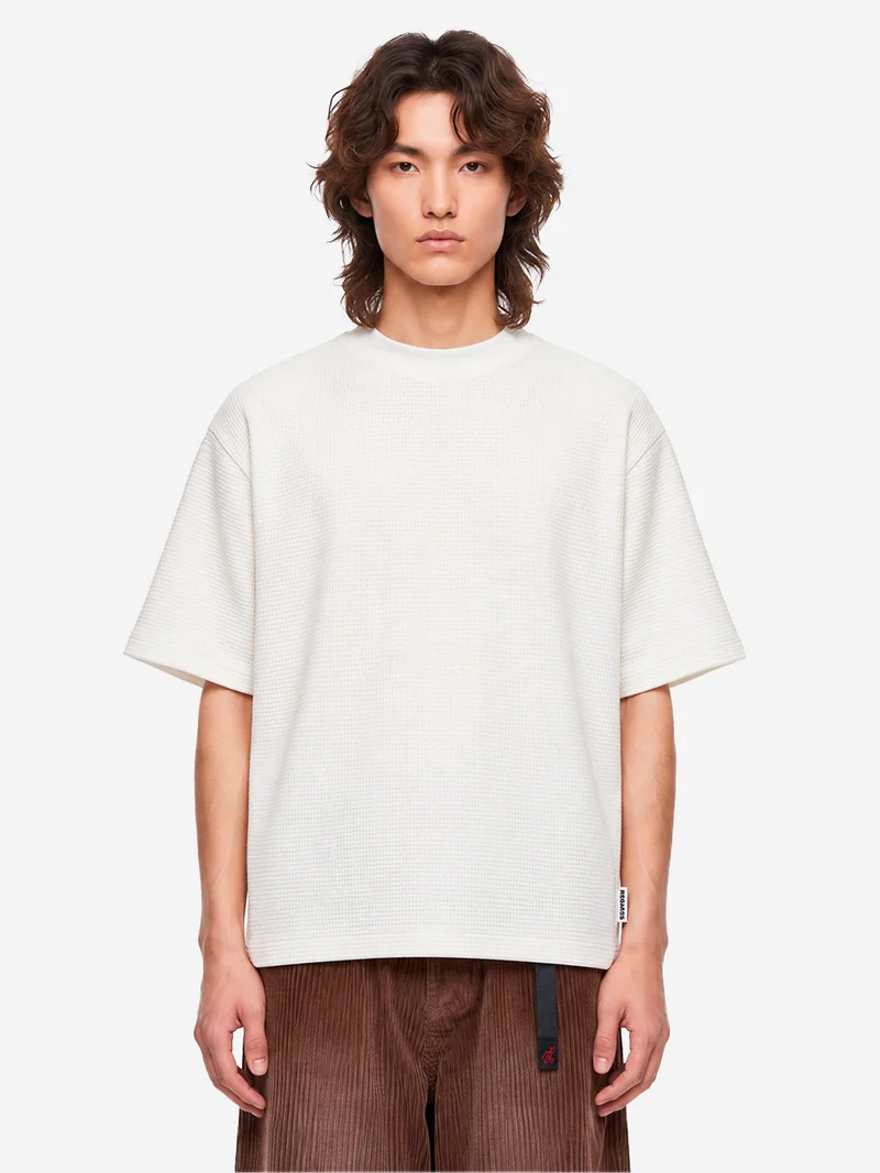 T-shirt Waffle Oversize in cotone bianca