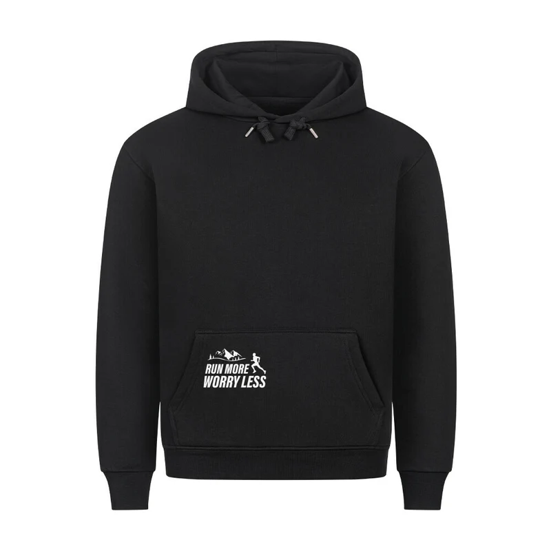 Run more worry less - Bio Premium Hoodie - Mit Taschendruck