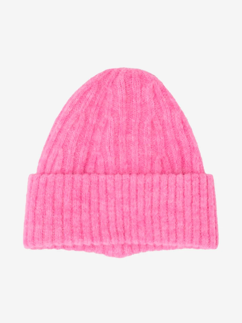 Berretto a coste in misto alpaca rosa