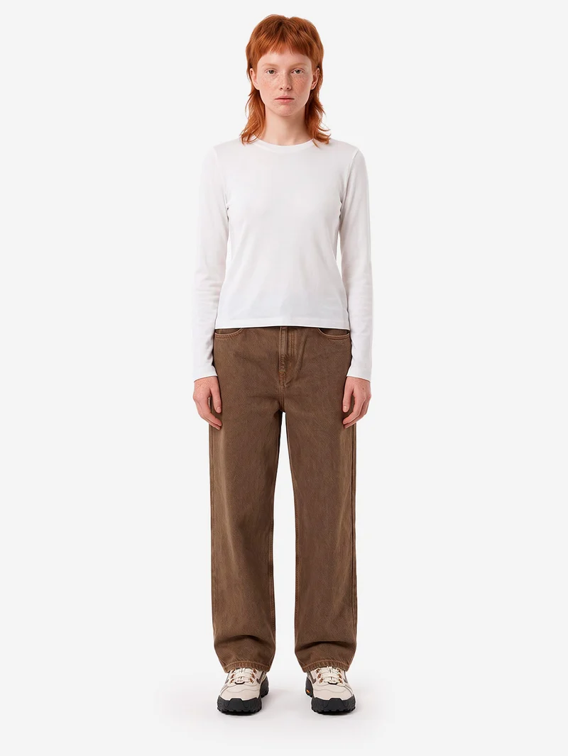 T-shirt a manica lunga bianca in cotone sottile