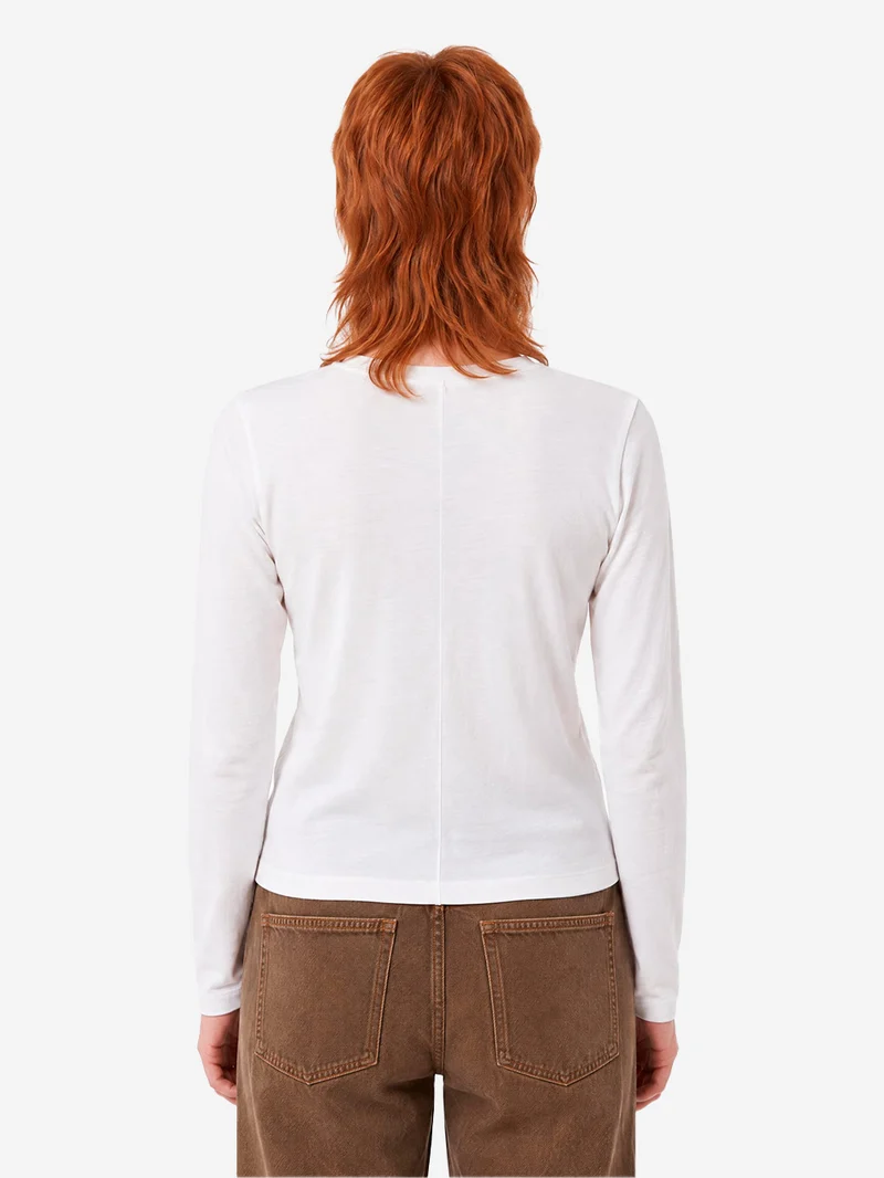 T-shirt a manica lunga bianca in cotone sottile