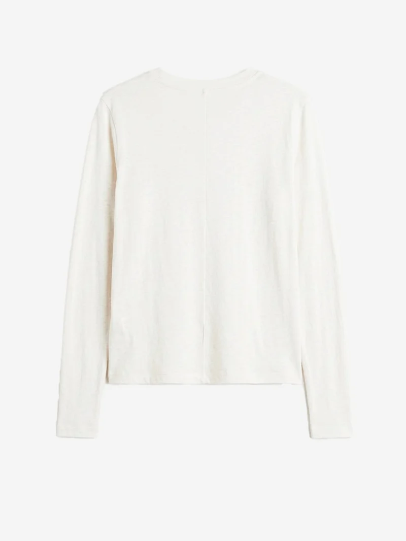 T-shirt a manica lunga bianca in cotone sottile