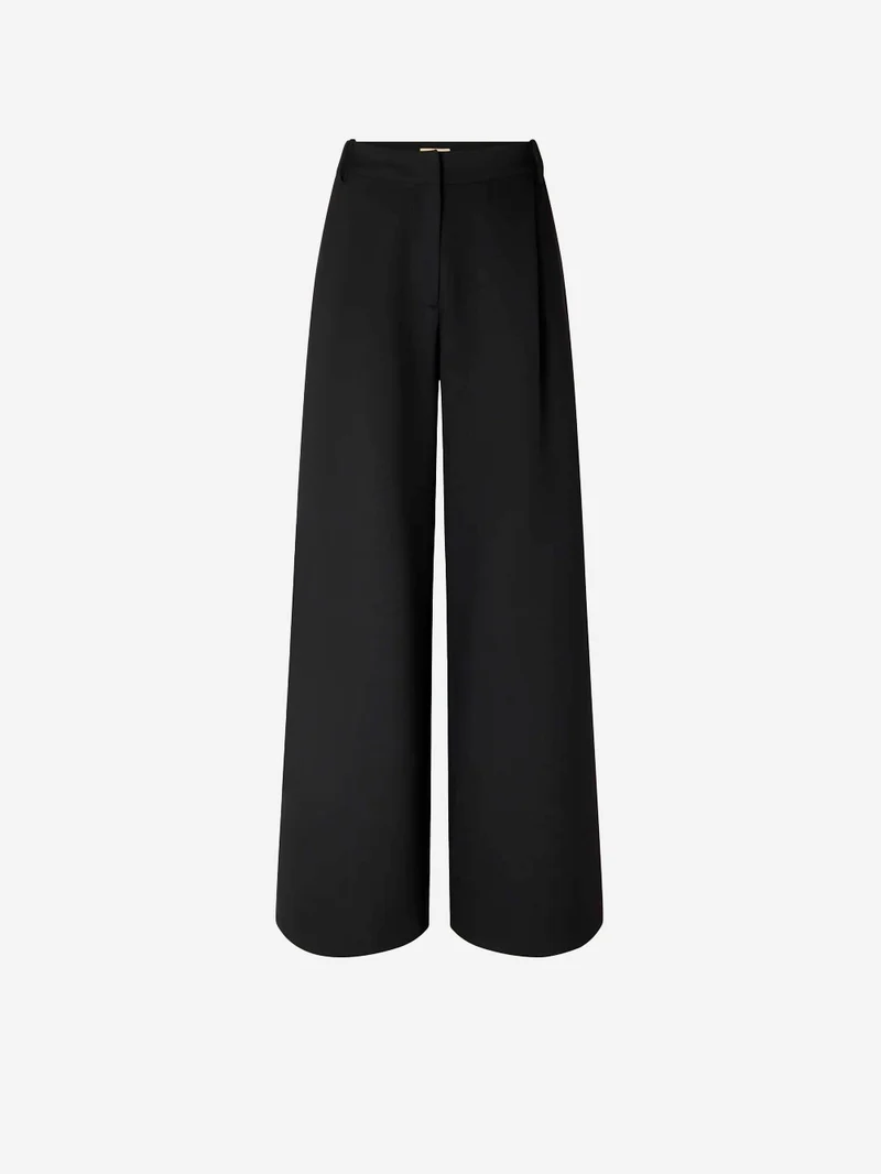 Pantaloni pleated 'Provenco' a vita alta neri