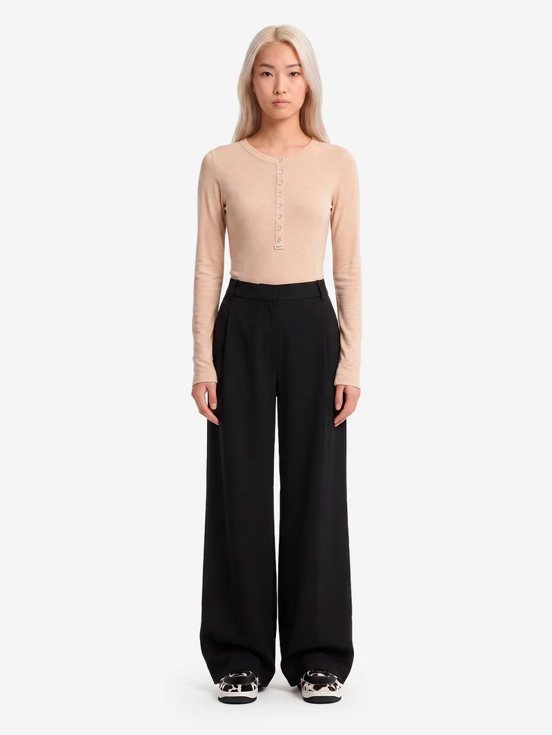 Pantaloni pleated 'Provenco' a vita alta neri