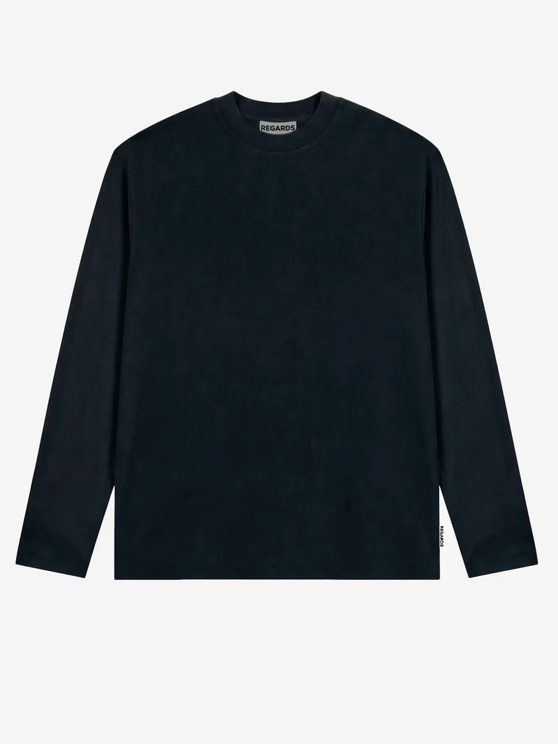 T-shirt nera a manica lunga relaxed