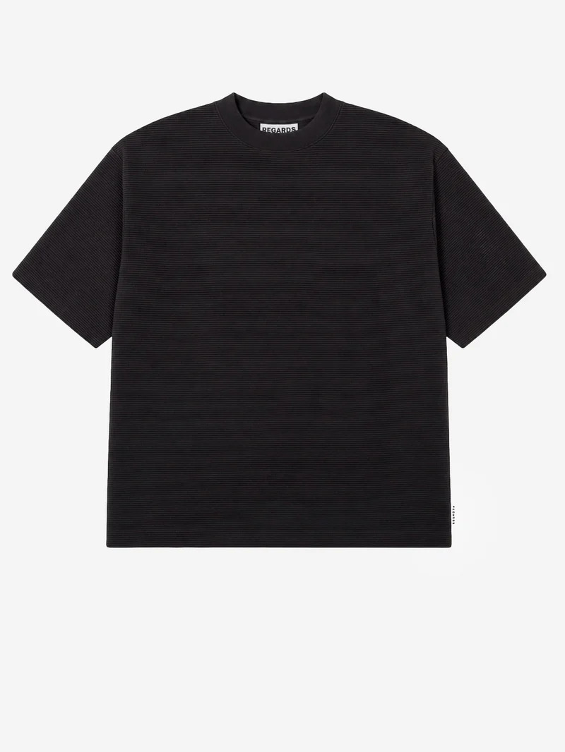 T-shirt oversize nera in cotone pettinato Ottoman