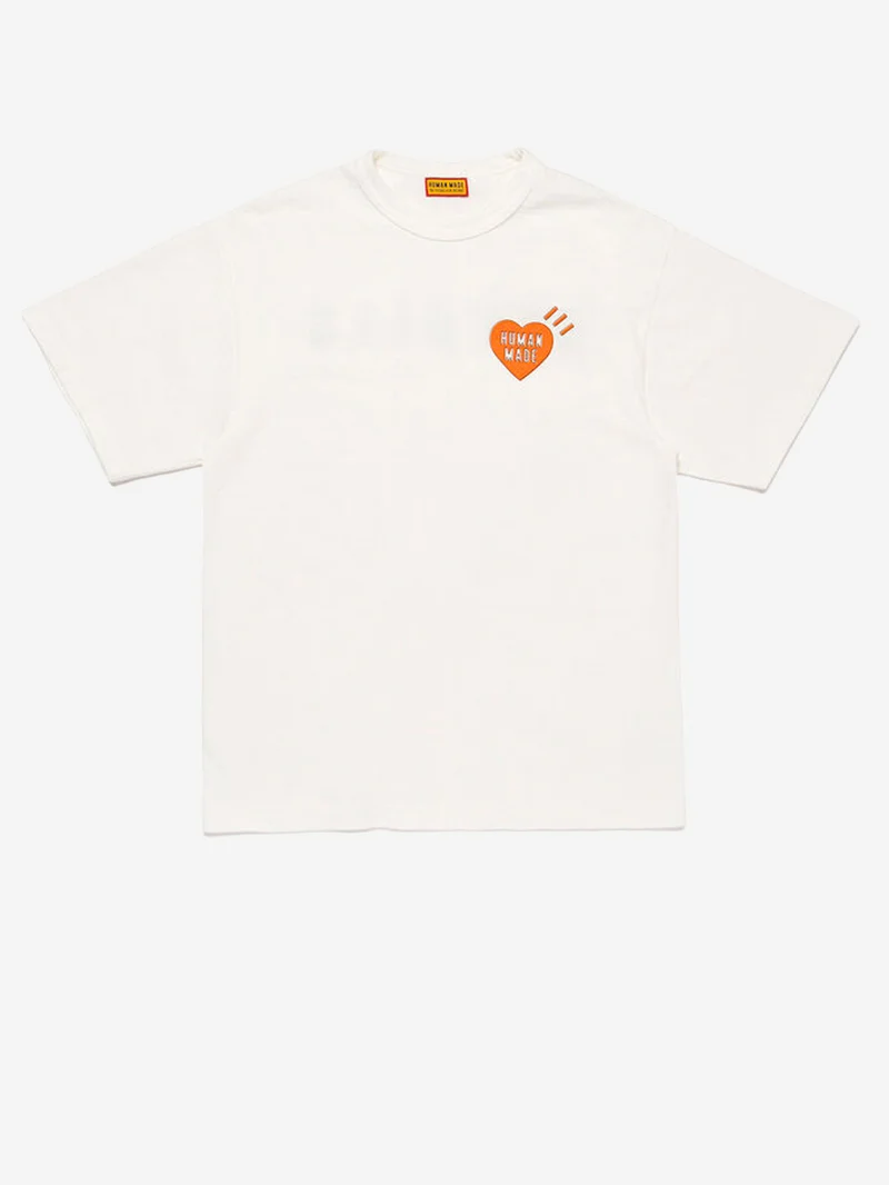 T-shirt bianca in cotone slub yarn con grafica