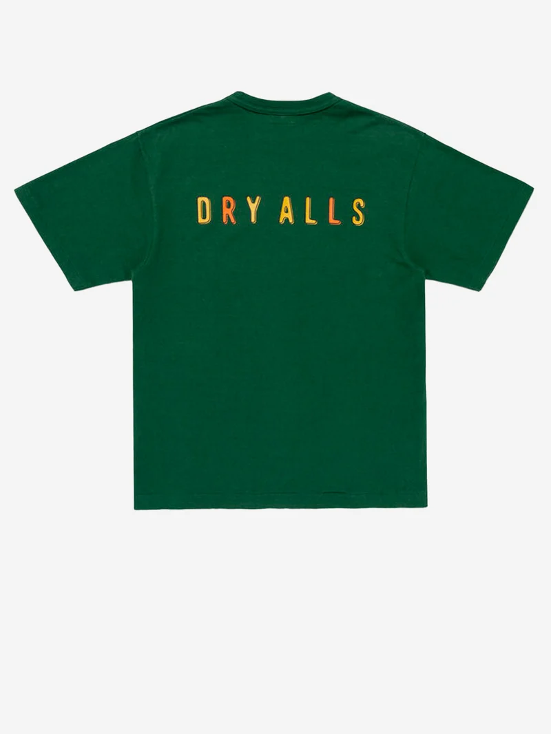 T-shirt verde in cotone slub yarn con grafica