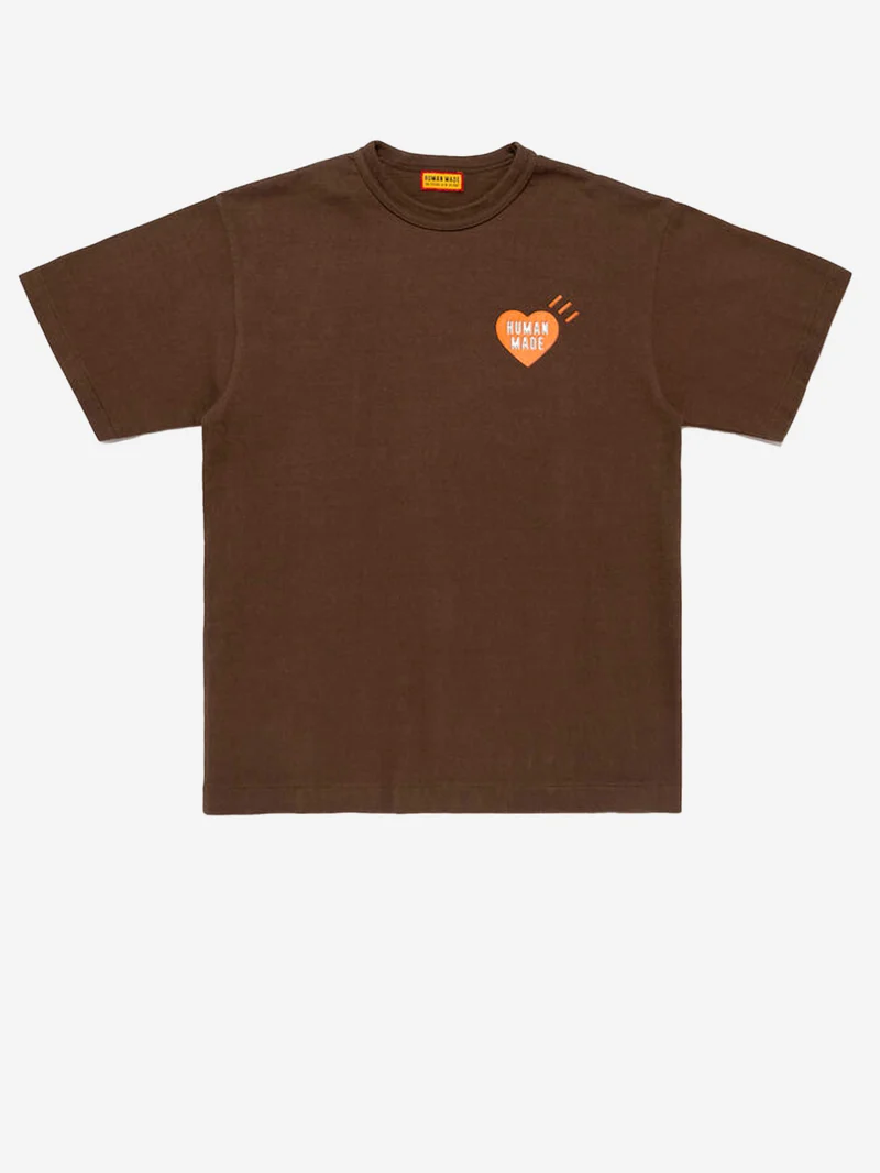 T-shirt marrone in cotone slub yarn con grafica
